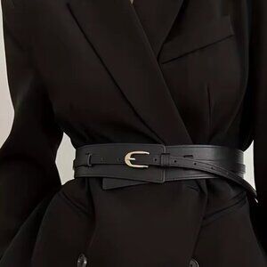 ✨ Double-Wrap Minimalist Leather Belt — Black